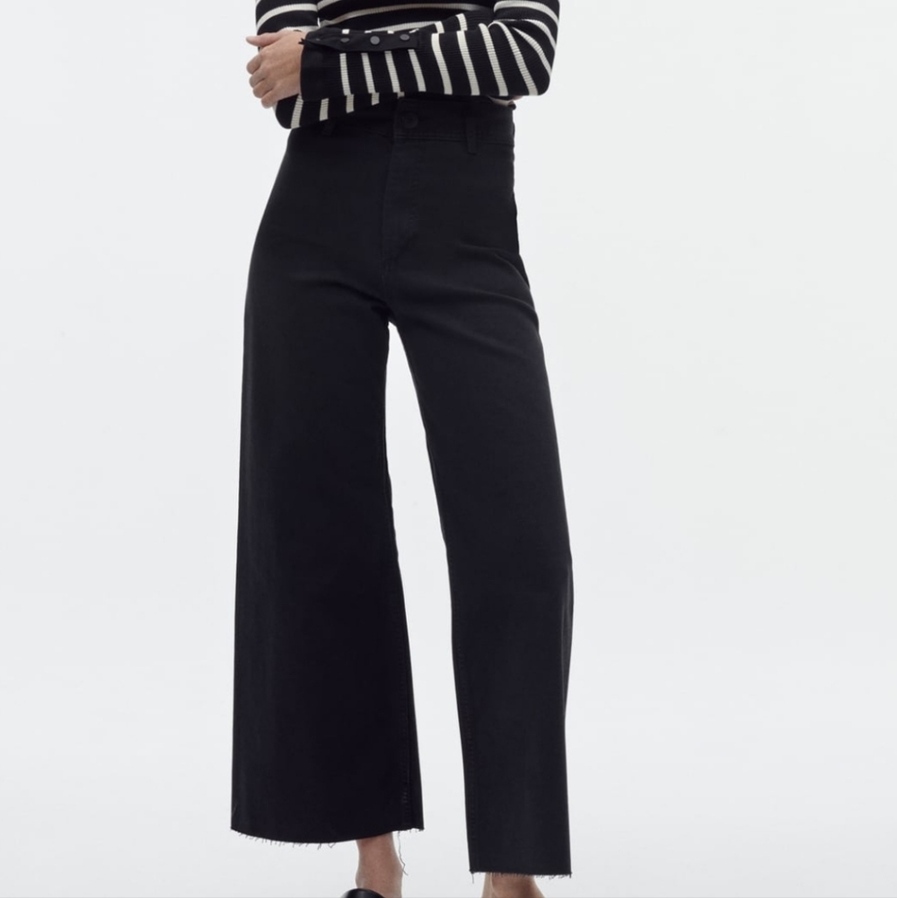 NEW Zara ZW The Marine Straight Jeans in Black Size 25 inch